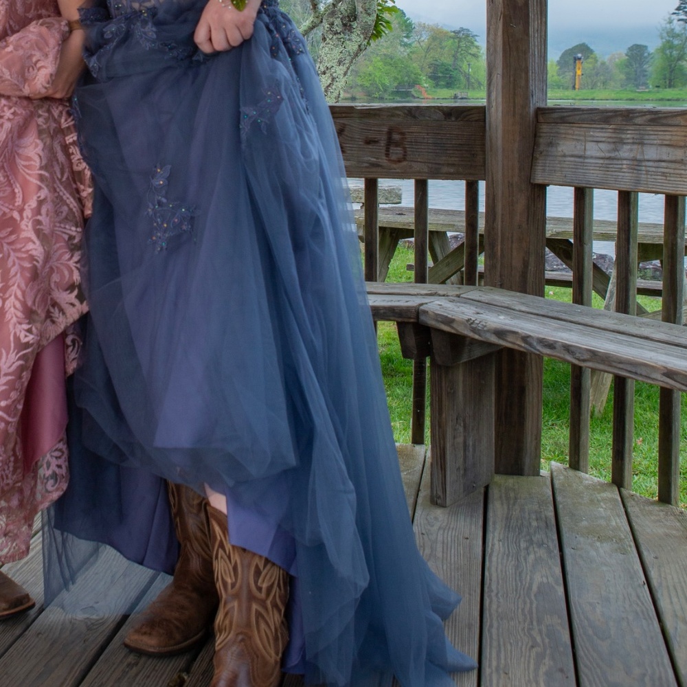 Floral Appliqué Ballgown with illusion corset - Picture 4 of 6